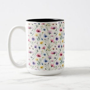 Aquarell-Blumen Zweifarbige Tasse