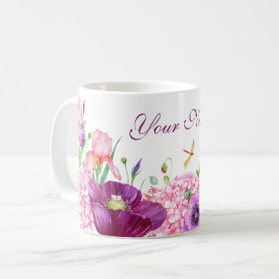 Aquarell-Blumen-Zweig-Vogel-Natur individueller Na Kaffeetasse