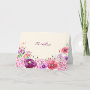 Aquarell Blumen Zweig Vogel Natur  Karte