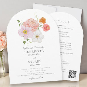 Aquarell-Blumenbogen Botanischer Garten Hochzeit I Einladung