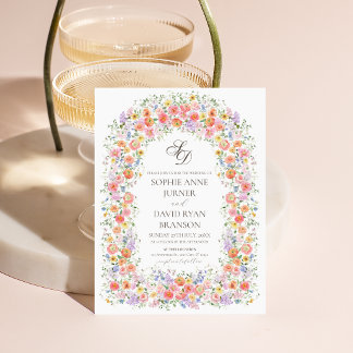 Aquarell-Blumenbogen-Garten-Whimsical-Hochzeit Einladung