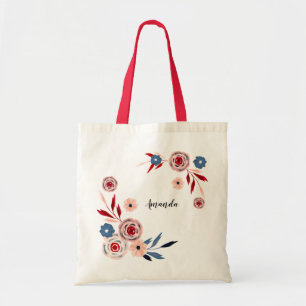 Aquarell-Blumenbouquet, personalisierte Tragetasch Tragetasche