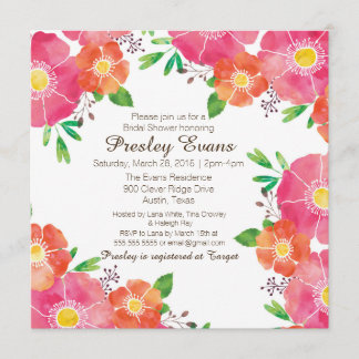 Aquarell Blumenbridal oder Babydusche Einladung