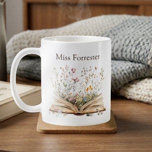 Aquarell-Blumenbuch-Lehrerdankeschön Kaffeetasse