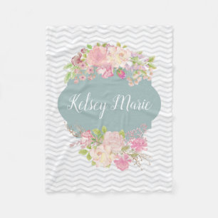 Aquarell-Blumendecke Fleecedecke