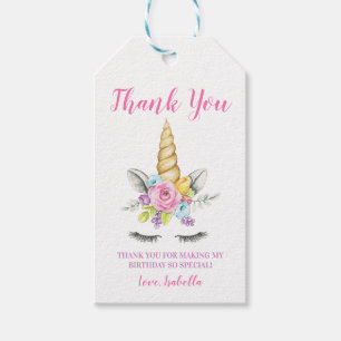Aquarell-BlumenEinhorn-Geburtstag Geschenkanhänger