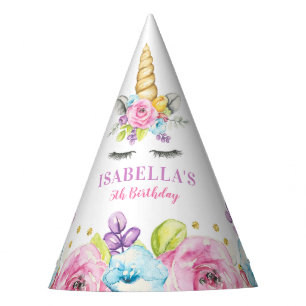 Aquarell-BlumenEinhorn-Geburtstag Partyhütchen