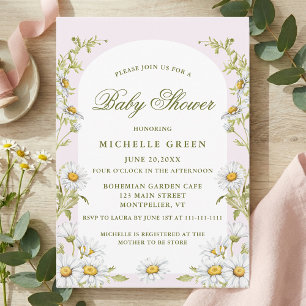 Aquarell-Blumeneinladung Baby Shower Rosa Einladung