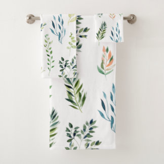 Aquarell-Blumenelemente Badhandtuch Set