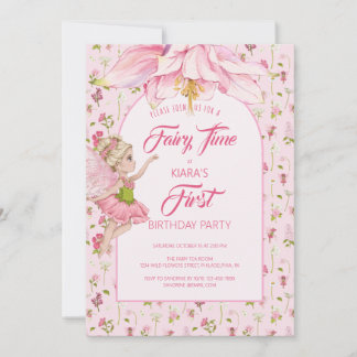 Aquarell-Blumenfee-Mädchen-Geburtstag Einladung
