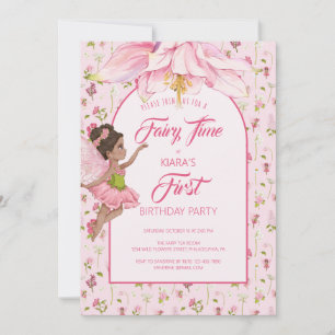 Aquarell-Blumenfee-Mädchen-Geburtstag Einladung
