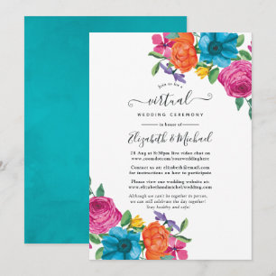 Aquarell-Blumenfest Online-Hochzeit Einladung