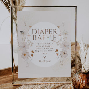 Aquarell-Blumengarten-Baby-Shower-Windelschilder Poster