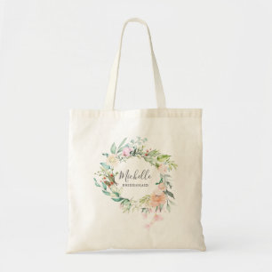 Aquarell Blumengarten Bridesmaid Gefallen Tragetasche