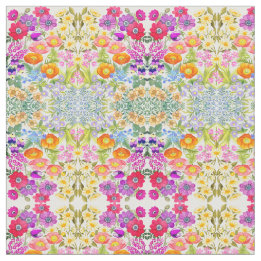 Aquarell-Blumengarten gekämmtes Baumwollgewebe Stoff