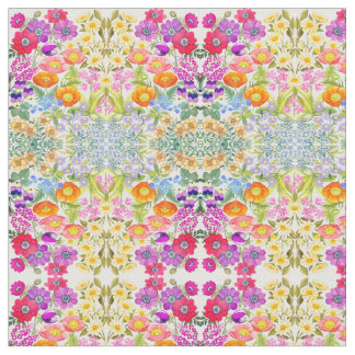 Aquarell-Blumengarten gekämmtes Baumwollgewebe Stoff