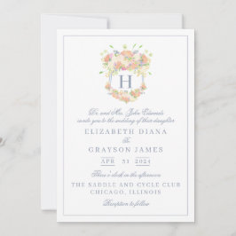 Aquarell Blumengarten Party Wappen Hochzeit Einladung
