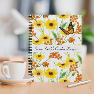 Aquarell-Blumengartendesign Notizblock