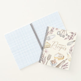 Aquarell Blumengebäck Küche Ausstattung Rezept Notizbuch
