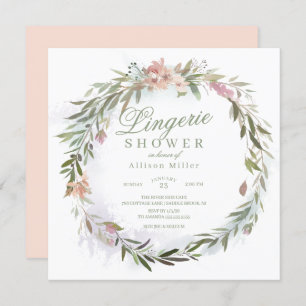 Aquarell Blumengrün Wreath Lingerie Dusche Einladung