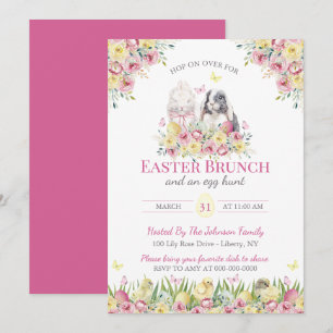 Aquarell-Blumenhasen Oster-Sonntagsbrunch Einladung