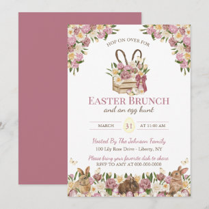 Aquarell-Blumenhasen Oster-Sonntagsbrunch Einladung