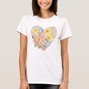 Aquarell Blumenherz – Zarte Wildblume T-Shirt