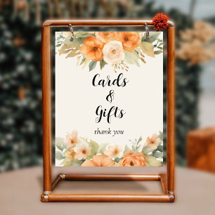 Aquarell-Blumenkarten und Geschenke Hochzeitsschil Poster