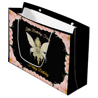 Aquarell-Blumenkleine-Feengeburtstags- Große Geschenktüte