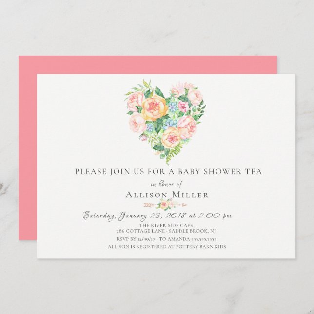 Aquarell Blumenkohl Kinderdusche Einladung (Vorne/Hinten)