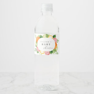 Aquarell Blumenkorallendusche Grüne Kinderdusche Wasserflaschenetikett