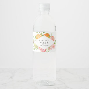 Aquarell Blumenkorallendusche Grüne Kinderdusche Wasserflaschenetikett