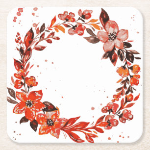 Aquarell-Blumenkranz Rechteckiger Pappuntersetzer