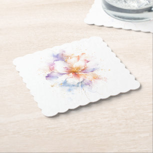 Aquarell-Blumenkunst mit goldenen Akzenten Untersetzer