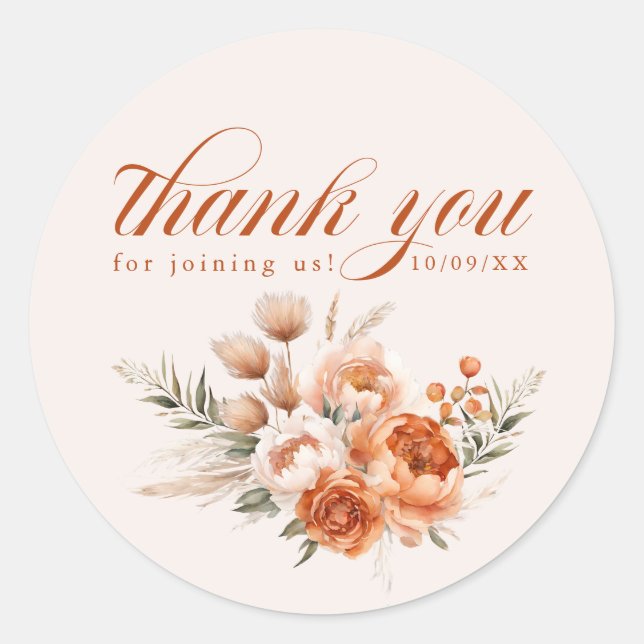 Aquarell-Blumenliebe Ist In Blüte Danke Runder Aufkleber (Vorderseite)