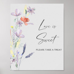 Aquarell-Blumenliebe ist süß, nimm ein Leckerli Poster