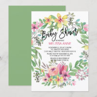 Aquarell Blumenmädchen Kinderdusche Einladung