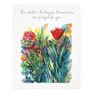 Aquarell-Blumenmalerei mit Zitat Fotodruck