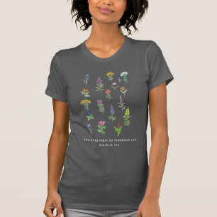 Aquarell-Blumenmalerei mit Zitat T-Shirt