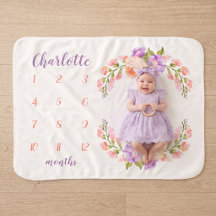 Aquarell-Blumenmonogramm-Baby-Meilenstein-Foto