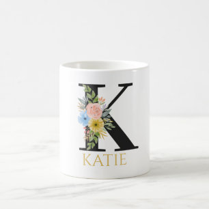 Aquarell-Blumenmonogramm-Kaffeetasse Kaffeetasse