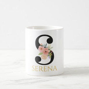 Aquarell-Blumenmonogramm-Kaffeetasse Kaffeetasse