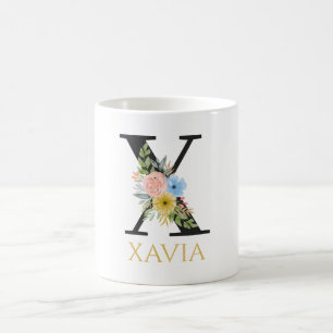 Aquarell-Blumenmonogramm-Kaffeetasse Kaffeetasse