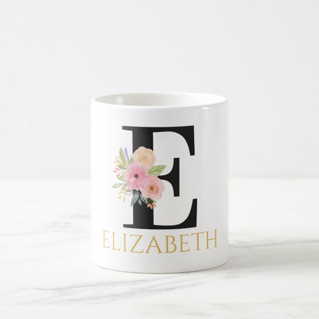 Aquarell-Blumenmonogramm-Kaffeetasse Kaffeetasse (Mittel)