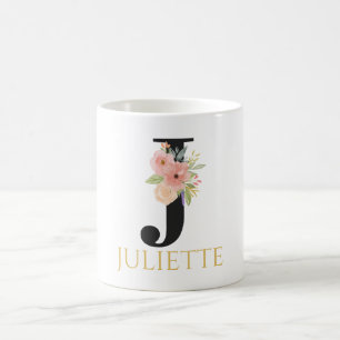 Aquarell-Blumenmonogramm-Kaffeetasse Kaffeetasse