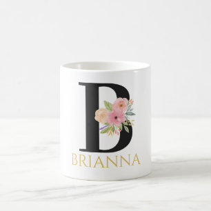 Aquarell-Blumenmonogramm-Kaffeetasse Kaffeetasse
