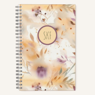 Aquarell-Blumenmonogramm-Notizbuch Notizbuch