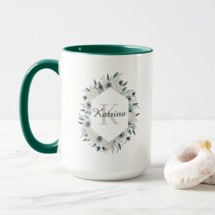 Aquarell-Blumenmonogramm-Tasse Tasse