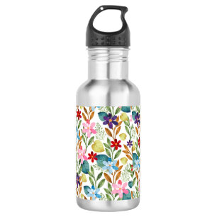 Aquarell-Blumenmuster-67666 Edelstahlflasche