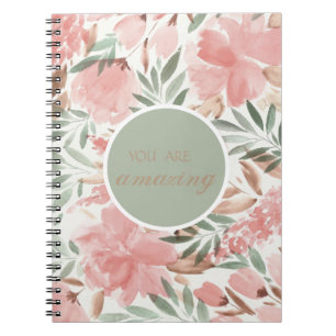 Aquarell-Blumenmuster Du bist großartig Notizblock